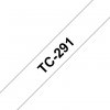 Taśma Brother TC-291. czarny druk/biały podkład. laminowane. 7.7m. 9mm TC291
