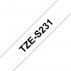 Taśma Brother TZE-S231, czarny druk/biały podkład, laminowane, 8m, 12mm, mocny klej