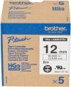 Taśma Brother HGE-131, czarny druk/przezroczysty podkład, 8m, 12mm, 5 SZT. W OPAKOWANIU, HGE131V5