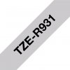 Taśma Brother TZE-R931, czarny druk/srebrny podkład, tekstylny, 4m, 12mm