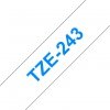 Taśma Brother TZE-243. niebieski druk/biały podkład. laminowane. 8m. 18mm TZE243