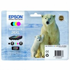 Epson oryginalny Wkład atramentowy / tusz C13T26364010. T263640. 26XL. CMYK. 3x9.7/12.2ml. Epson Expression Premium XP-800. XP-700. XP-600 C13T26364010