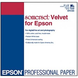 Epson 610/30/Somerset Velvet Fine Art Paper, aksamitny, 24 cale, C13S041699, 505 g/m2, papier, 610mmx30m, biały, do drukarek atramento