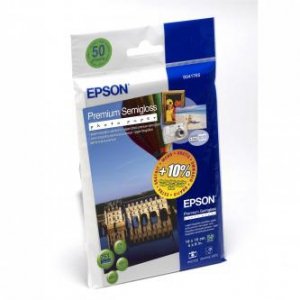 Epson Premium Semigloss Photo, foto papier, połysk, biały, 10x15cm, 4x6, 251 g/m2, 50 szt., C13S041765, atrament