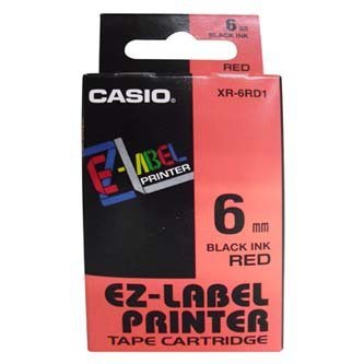Casio oryginalna taśma do drukarek etykiet. Casio. XR-6RD1. czarny druk/czerwony podkład. nielaminowany. 8m. 6mm XR-6RD1