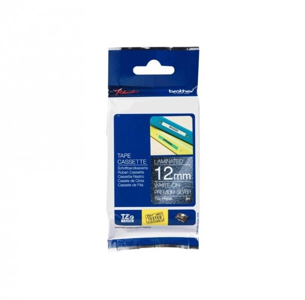 Taśma Brother TZE-PR935, biały druk/srebrny podkład, laminowane, 8m, 12mm TZEPR935