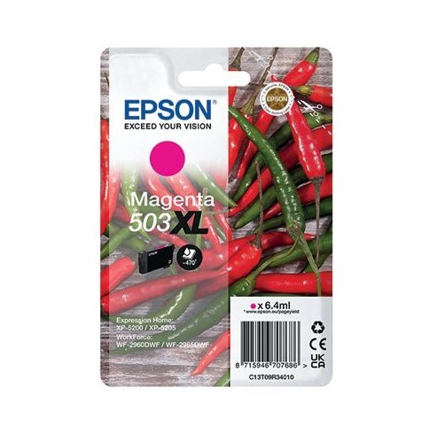 Epson oryginalny tusz / tusz C13T09R34010, T09R340, 503XL, magenta, 6.4ml, Epson XP-5200, XP-5205, WF-2960dwf, WF-2965dwf
