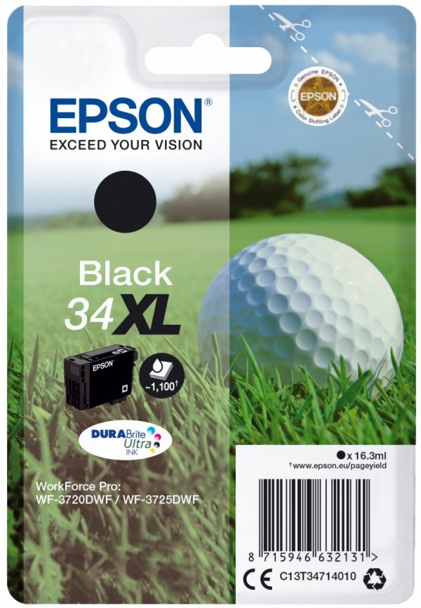 Tusz EPSON C13T34714010, T347140, 34XL, black, 16.3ml, Epson WF-3720DWF, 3725DWF