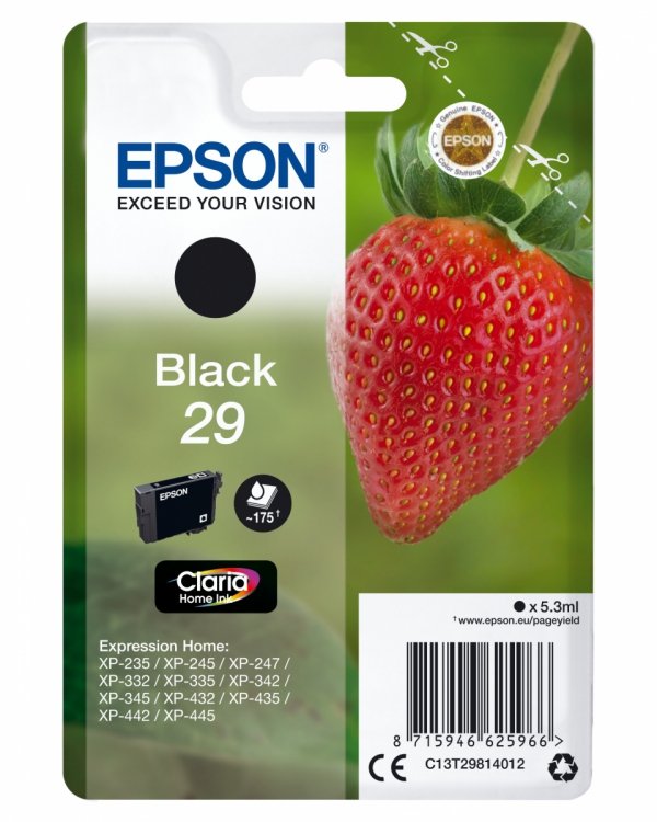Tusz EPSON C13T29814022, T29, black, 5,3ml, Epson Expression Home XP-235,XP-332,XP-335,XP-432,XP-435