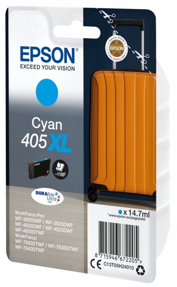 Tusz EPSON C13T05H24010, 405XL, cyan, 1x14.7ml, Epson WF-7835DTWF, WF-7830DTWF, WF-7840DTWF, WF-4830DTWF