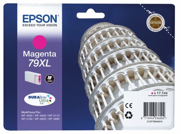 Tusz EPSON C13T79034010. 79XL. XL. magenta. 2000s. 17ml. 1szt. Epson WorkForce Pro WF-5620DWF. WF-5110DW. WF-5690DWF C13T79034010