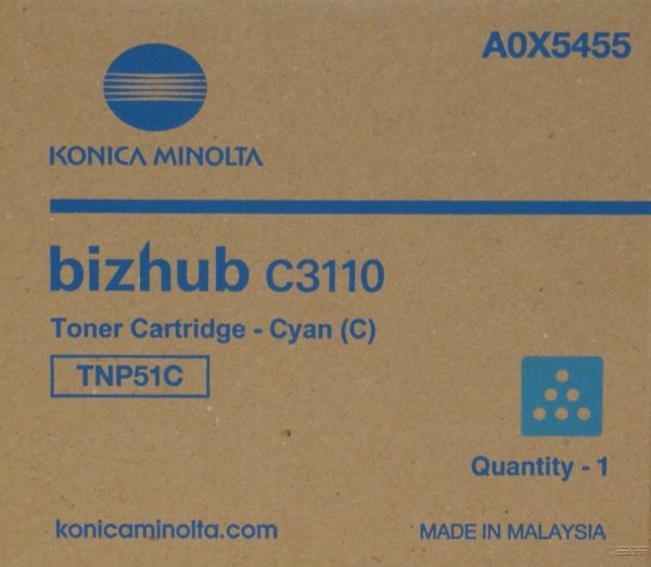 Konica Minolta oryginalny toner A0X5455. cyan. 5000s. TNP-51C. Konica Minolta Bizhub C3110 A0X5455