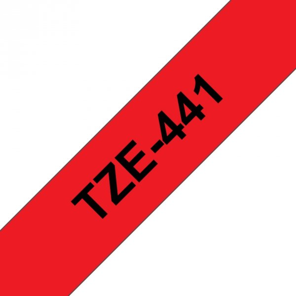 Taśma Brother TZE-441, czarny druk/czerwony podkład, laminowane, 8m, 18mm