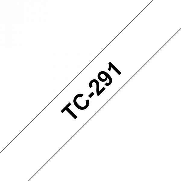 Taśma Brother TC-291. czarny druk/biały podkład. laminowane. 7.7m. 9mm TC291