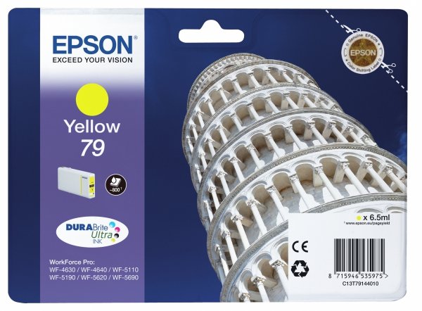 Tusz EPSON C13T79144010. 79. L. yellow. 800s. 7ml. 1szt. Epson WorkForce Pro WF-5620DWF. WF-5110DW. WF-5690DWF C13T79144010