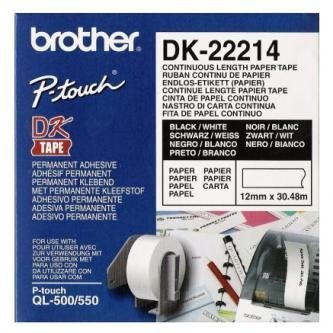 Brother rolki papierowe 12mm x 30.48m. biała. 1 szt.. DK22214. do drukowania etykiet DK22214