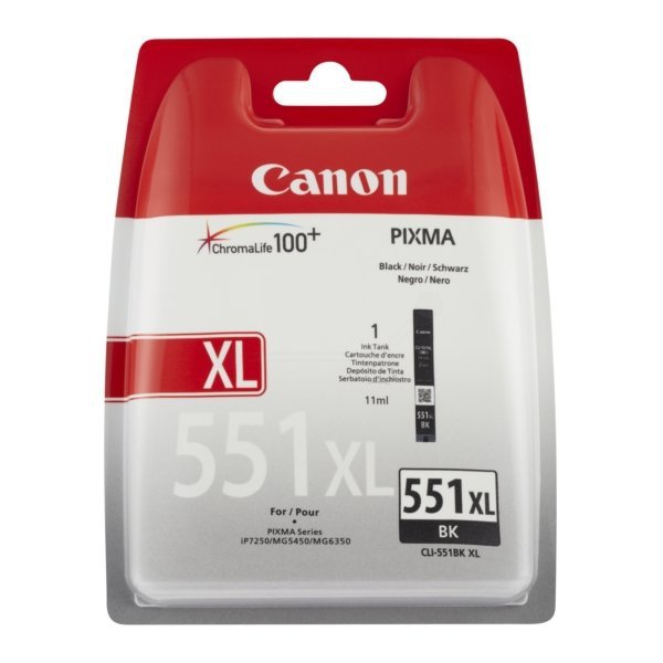 Canon oryginalny Wkład atramentowy / tusz CLI551BK XL. black. 11ml. 6443B004. high capacity. blistr. Canon PIXMA iP7250. MG5450. MG6350 6443B004