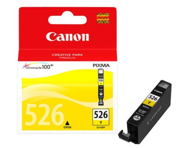 Tusz Canon CLI526Y. yellow. 9ml. 4543B006. blistr z ochroną. Canon Pixma  MG5150. MG5250. MG6150. MG8150 4543B006