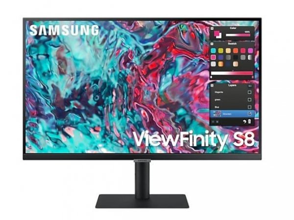 Monitor 27 cali ViewFinity S8 IPS 3840x2160 UHD 16:9 1xHDMI 2xTB 4.0 (90W/15W) 3xUSB 3.0 LAN (RJ45) 5ms HAS+PIVOT Głośniki płaski 3 lata on-site