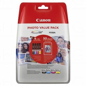 Canon oryginalny tusz 6443B006, CLI-551XL C/M/Y/BK Photo Value Pack, CMYK, blistr, Canon Pixma iP7250,iP8750,iX6850,MG5450,MG5550,M 6443B006