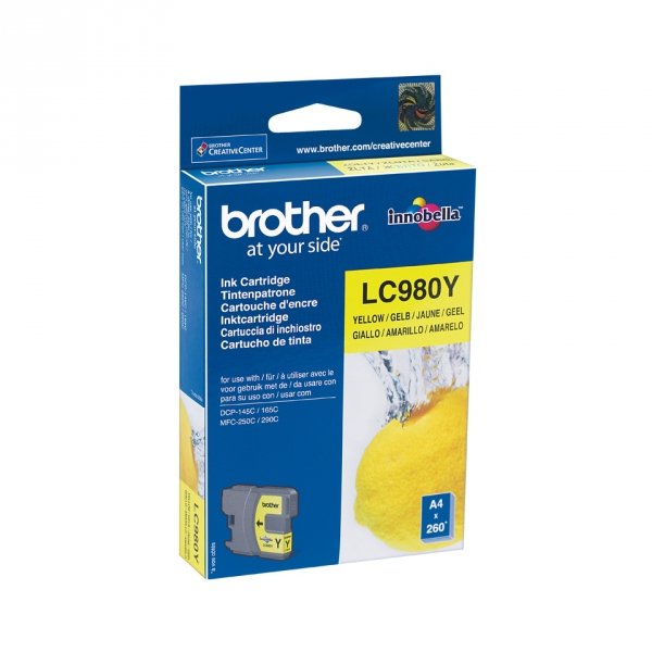 Tusz Brother LC-980Y. yellow. 260ml. Brother DCP-145C. 165C LC980Y