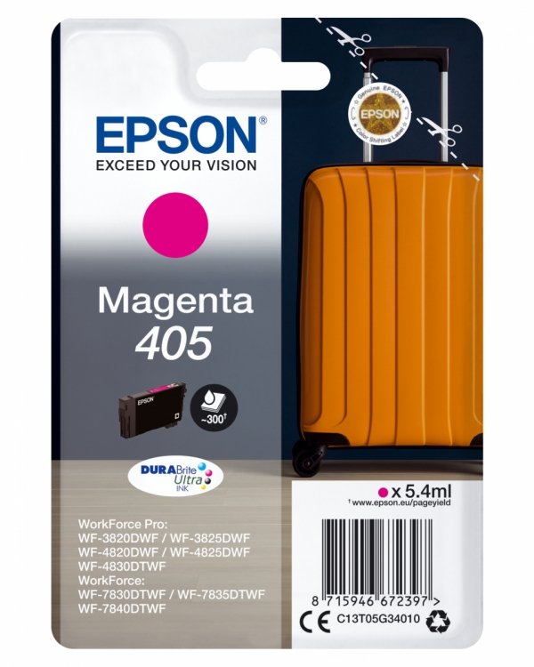 Tusz EPSON C13T05G34010, 405, magenta, 1x5.4ml, Epson WF-7835DTWF, WF-7830DTWF, WF-7840DTWF, WF-4830DTWF