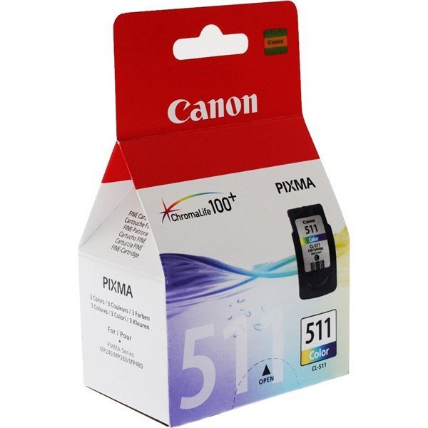 Canon oryginalny wkład atramentowy / tusz CL511. color. 245s. 9ml. 2972B010. 2972B004. blistr z ochroną. Canon MP240. MP260 2972B010