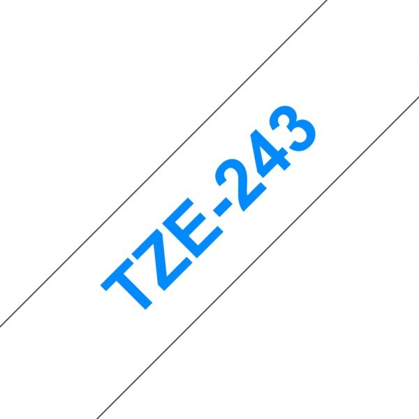 Taśma Brother TZE-243. niebieski druk/biały podkład. laminowane. 8m. 18mm TZE243