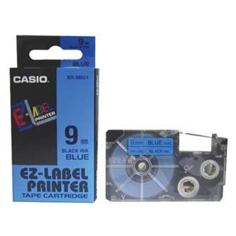Casio oryginalna taśma do drukarek etykiet. Casio. XR-9BU1. czarny druk/niebieski podkład. nielaminowany. 8m. 9mm XR-9BU1