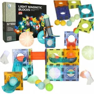Klocki magnetyczne marble tor kulkowy świecący 49 elementów