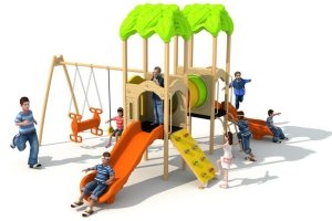 Plac zabaw ze zjeżdżalnią i huśtawką 02 – zestaw dla dzieci EN 1176
