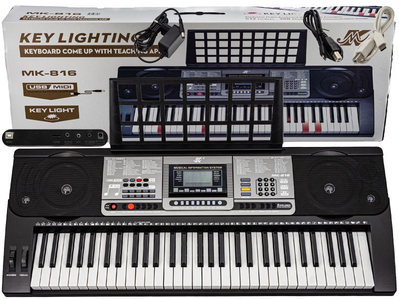 Keyboard Organy 61 Klawiszy Zasilacz MK-816 Z Funkcją Nauki Gry