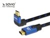 Elmak Kabel HDMI-HDMI v2.1, 1,8m, 8K, kątowy, OFC, Miedź, Złote końcówki, Ethernet/3D CL-147 SAVIO Niebiesko-czarny