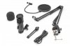 Digitus Mikrofon pojemnościowy USB, metalowy, ramię z gwintem 3/8 cala, pop filtr, z kablem USB 1,5m, Czarny