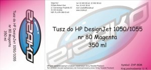 Tusz zamiennik Yvesso nr 80 do HP Designjet 1050/1055 (350 ml) Magenta C4847A