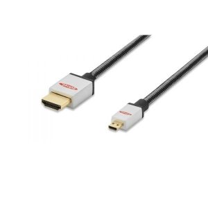 EDNET Kabel połączeniowy micro HDMI HighSpeed z Ethernetem 4K 30Hz UHD Typ HDMI A/microHDMI D M/M nylon 2m