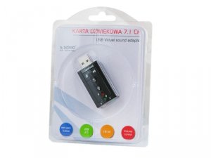 Elmak Karta dźwiękowa USB 7.1, SAVIO AK-01 16bit sound, Plug & Play, blister