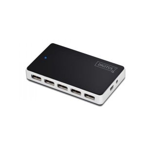Digitus HUB/Koncentrator 10-portowy USB 2.0 HighSpeed, aktywny, Czarno-srebrny