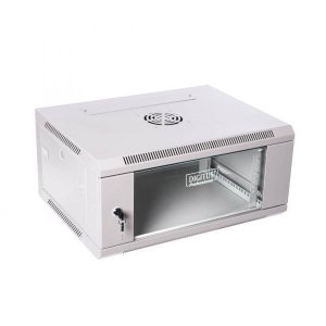 Digitus Szafa wisząca jednosekcyjna 19 cali 6U 368/600/450mm, drzwi szklane, szara (RAL7035), zmontowana