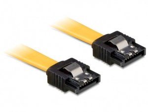 Delock Kabel SATA 6Gb/s 30cm prosty/prosty (metalowe zatrzaski) żółty