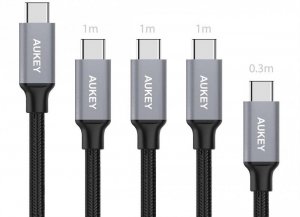 AUKEY Zestaw 5 szt. szybkich nylonowych kabli Quick Charge USB C-USB 3.0 CB-CMD2