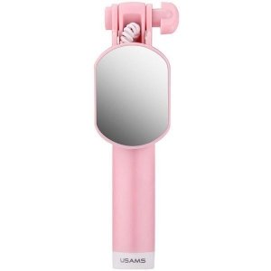 USAMS Selfie Stick Mini Mirror ZB3002 3,5mm różowy