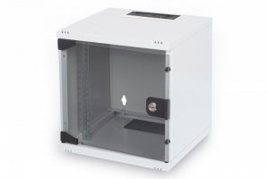 Digitus Szafa wisząca jednosekcyjna 10 cali 6U 330 x 312 x 300mm, drzwi szklane (RAL7035), zmontowana szara