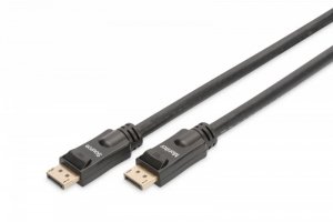 Digitus Kabel połączeniowy DisplayPort z zatrzaskami 4K 60Hz UHD Typ DP/DP M/M 15m Czarny