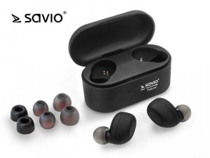 Elmak Słuchawki bezprzewodowe Savio TWS-04 BT 5.0 z mikrofonem i powerbankiem