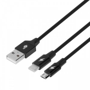 TB Kabel USB 2w1 czarny USB C + Micro USB