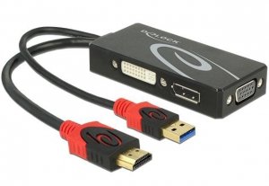 Delock Adapter HDMI(M)- DISPLAYPORT(F)+DVI-D(F)