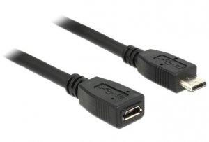 Delock Przedłużacz USB micro M/F 1m czarny