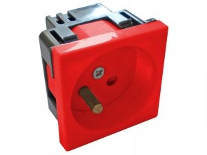ALANTEC Gniazdo elektryczne 45x45 z kluczem - 2P+Z, tory prądowe pod kątem 45st. Czerwone