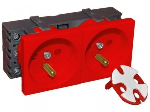 ALANTEC Gniazdo elektryczne 45x90 z kluczem - 2x2P+Z Czerwone